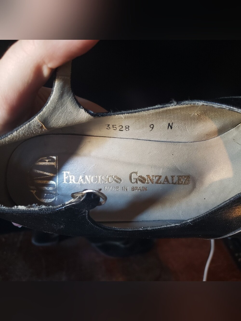Vintage Francisco Gonzalez Black Leather Mary Jane Heels Sz 9 Made in Spain - Picture 2 of 6